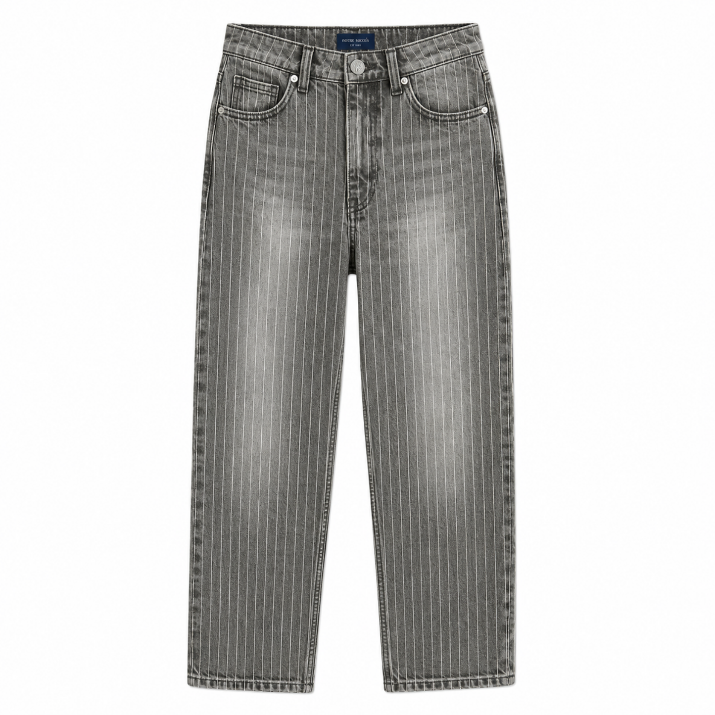 Relaxed Pin Striped Grey Jeans