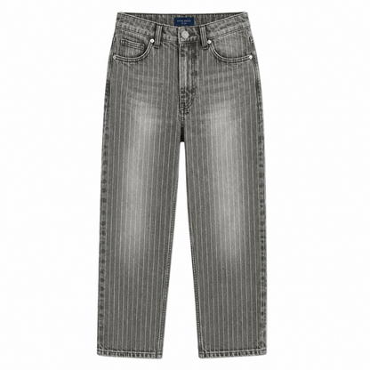 Relaxed Pin Striped Grey Jeans