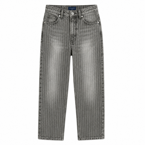 Relaxed Pin Striped Grey Jeans
