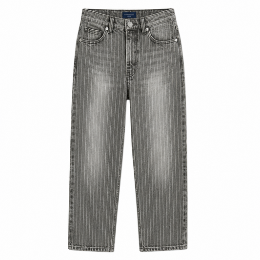 Relaxed Pin Striped Grey Jeans
