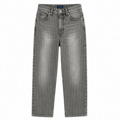 Relaxed Pin Striped Grey Jeans