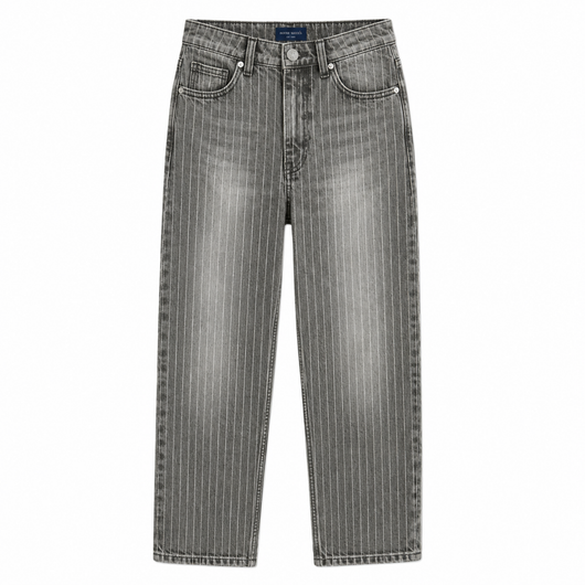Relaxed Pin Striped Grey Jeans