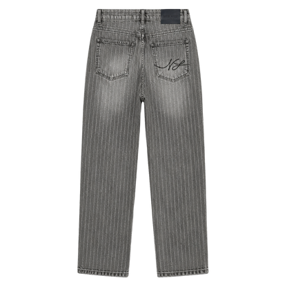 Relaxed Pin Striped Grey Jeans