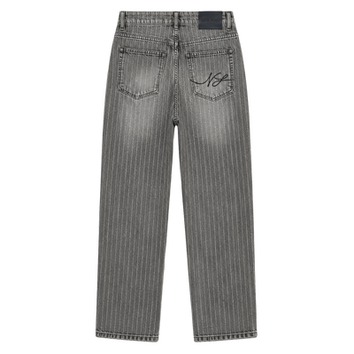 Relaxed Pin Striped Grey Jeans