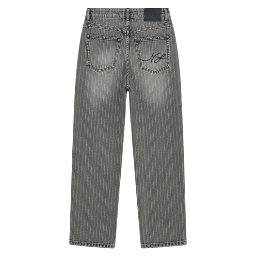 Relaxed Pin Striped Grey Jeans