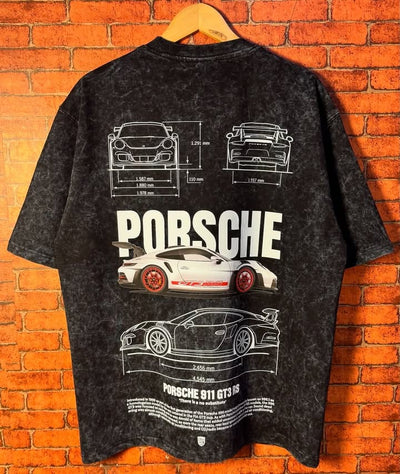 Porsche 911 GT3 RS Graphic Oversized T-Shirt – Acid Wash Streetwear