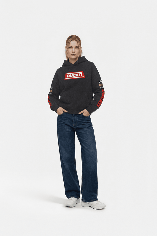 Ducati Racing Heritage Oversized Hoodie - Vintage Black Acid Wash